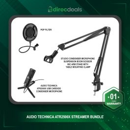 Audio-Technica ATR2500x-USB Cardioid Condenser Microphone with Pop Filter and Boom Arm BUNDLE