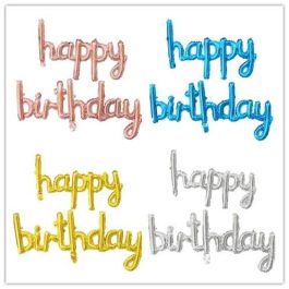 Happy Birthday Foil Cursive Balloons 2 pcs.