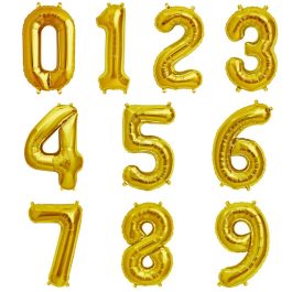 Number Foil Balloon Gold 16″
