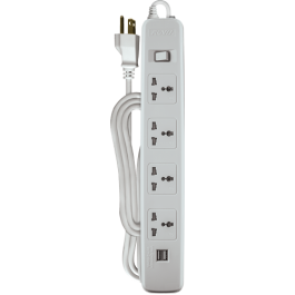 Royu REDEC624 4 Gang 1 Master Switch and 2 USB Ports 2M Power Extension Cords