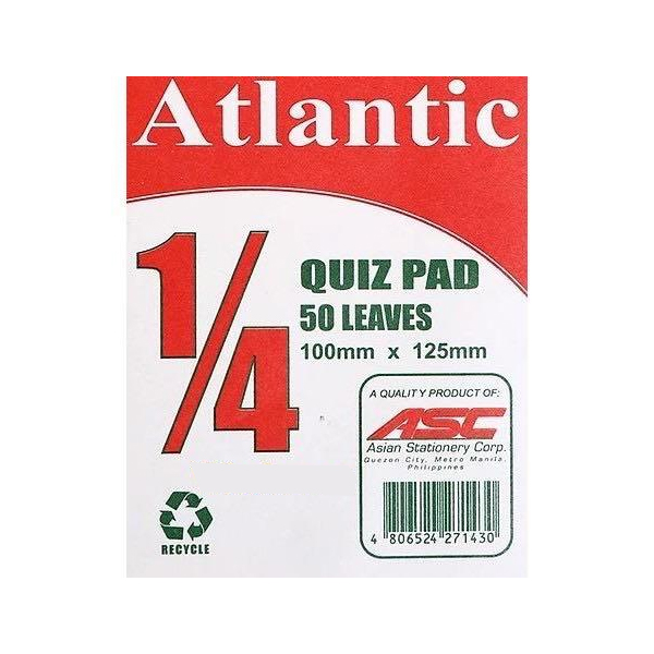 Atlantic Quiz Pad Paper 1 4 50 Leaves OfficeWorks ph